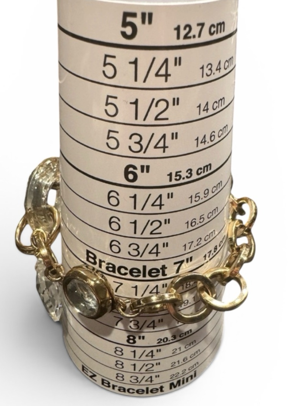 Chico's Chunky Gold Link Bracelet with Clear Resin Loop & Faceted Pendant - Picture 5 of 5
